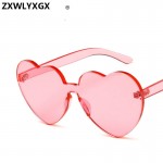  New Fashion cute sexy retro Love Heart  Rimless Sunglasses Women Luxury Brand Designer Sun glasses Eyewear Candy Color UV400 