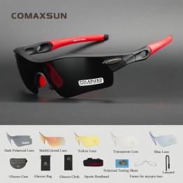 COMAXSUN Professional Polarized Cycling Glasses Bike Goggles  Sports Bicycle Sunglasses UV 400 With 5 Lens 5 Color
